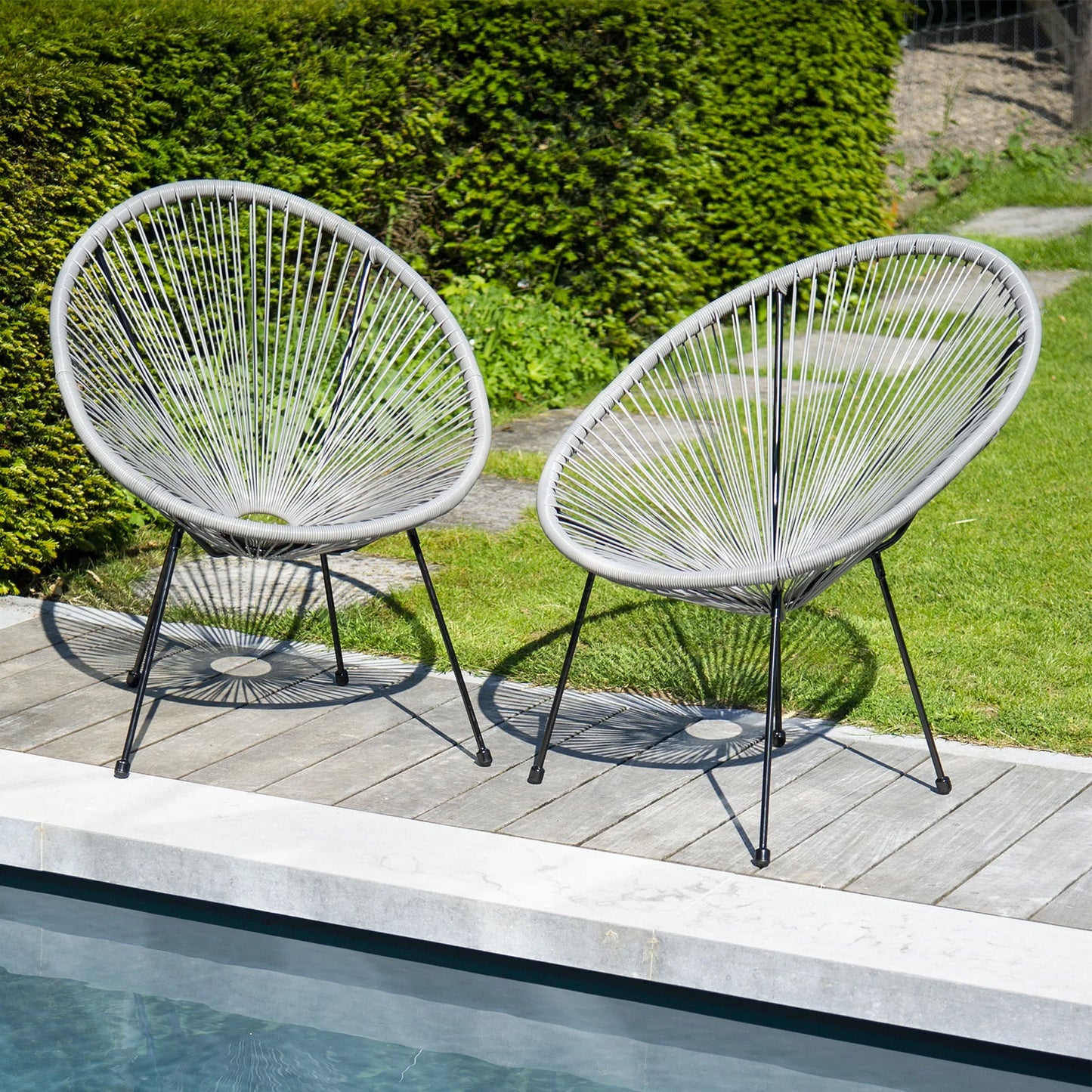 Lot de 2 fauteuils œuf Acapulco gris