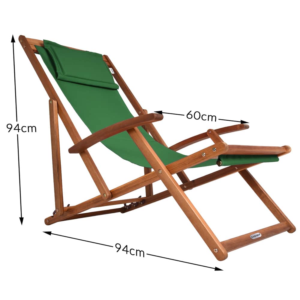 Transat de jardin pliable en bois d'acacia vert