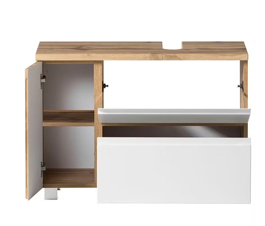 Meuble sous vasque blanc mat alignement à droite