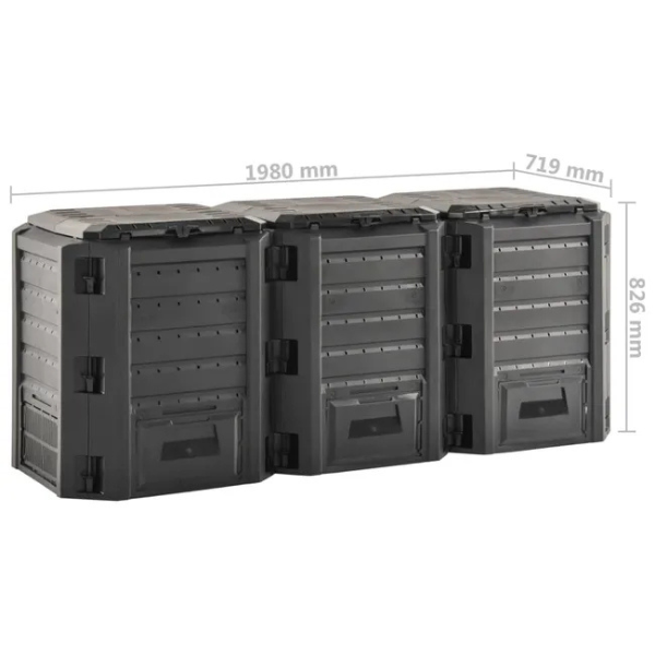 Composteur de jardin noir 1200 L