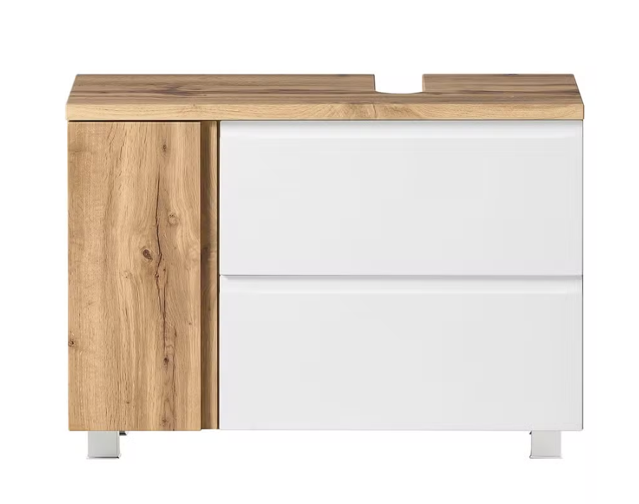 Meuble sous vasque blanc mat alignement à droite