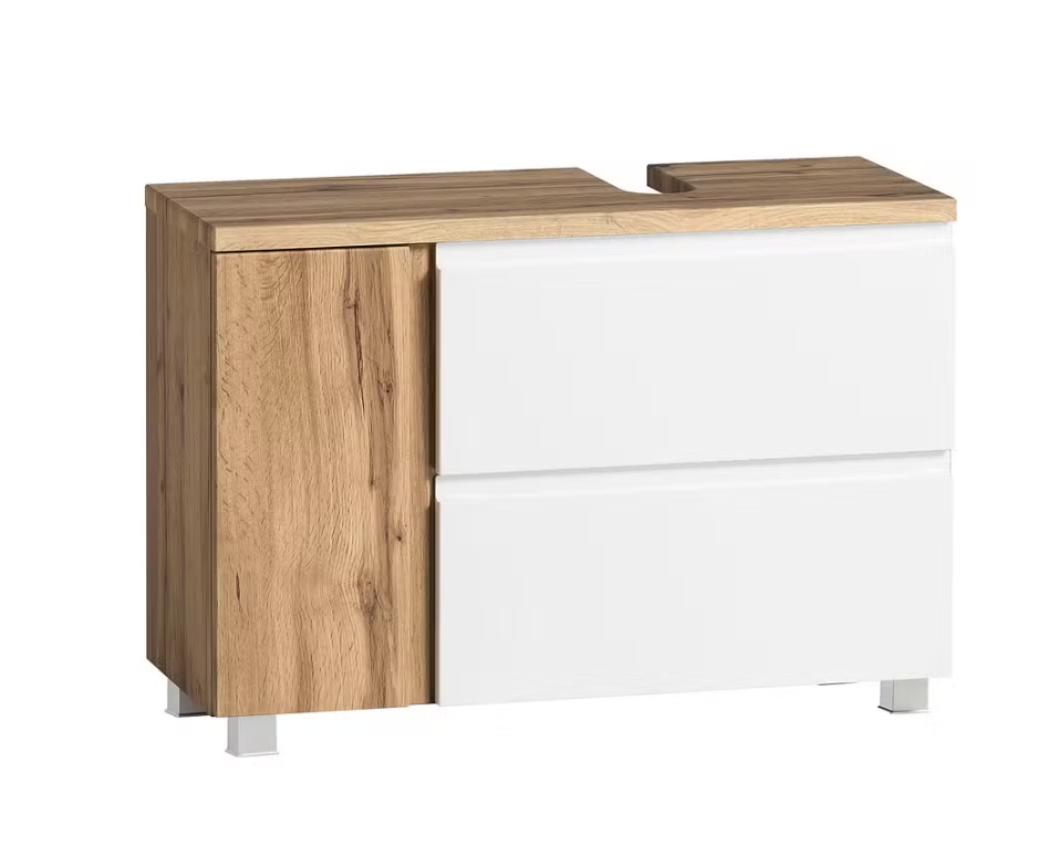 Meuble sous vasque blanc mat alignement à droite
