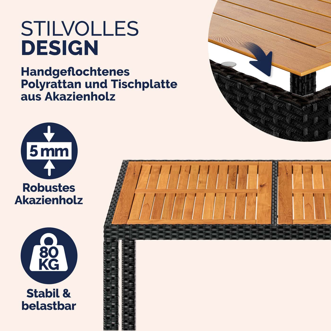 Salon de jardin en rotin synthétique 9 pièces – Noir