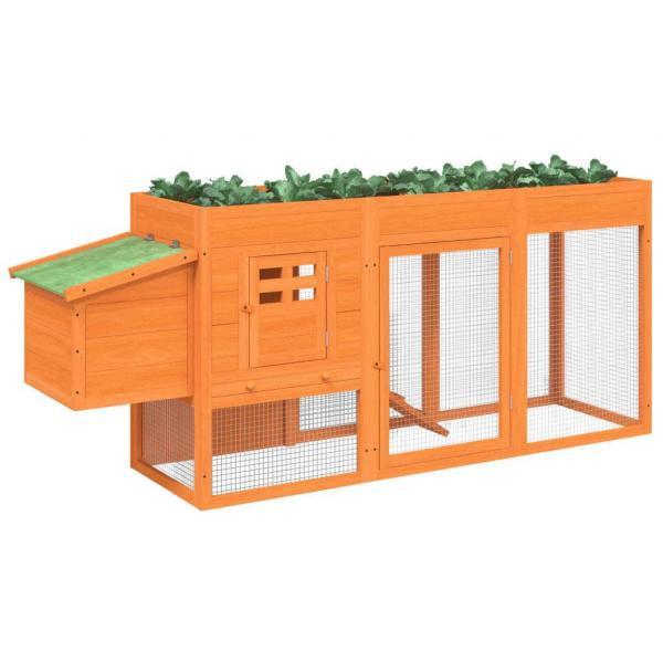 Poulailler en bois massif de pin 204 x 50 x 84 cm – Enclos sécurisé pour poules