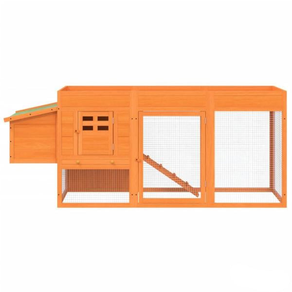 Poulailler en bois massif de pin 204 x 50 x 84 cm – Enclos sécurisé pour poules