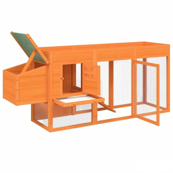 Poulailler en bois massif de pin 204 x 50 x 84 cm – Enclos sécurisé pour poules