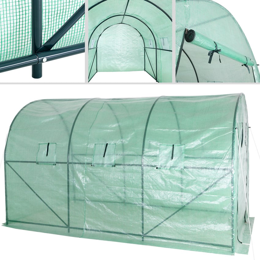 Serre de jardin tunnel 350x200x200 cm avec bâche en polyéthylène