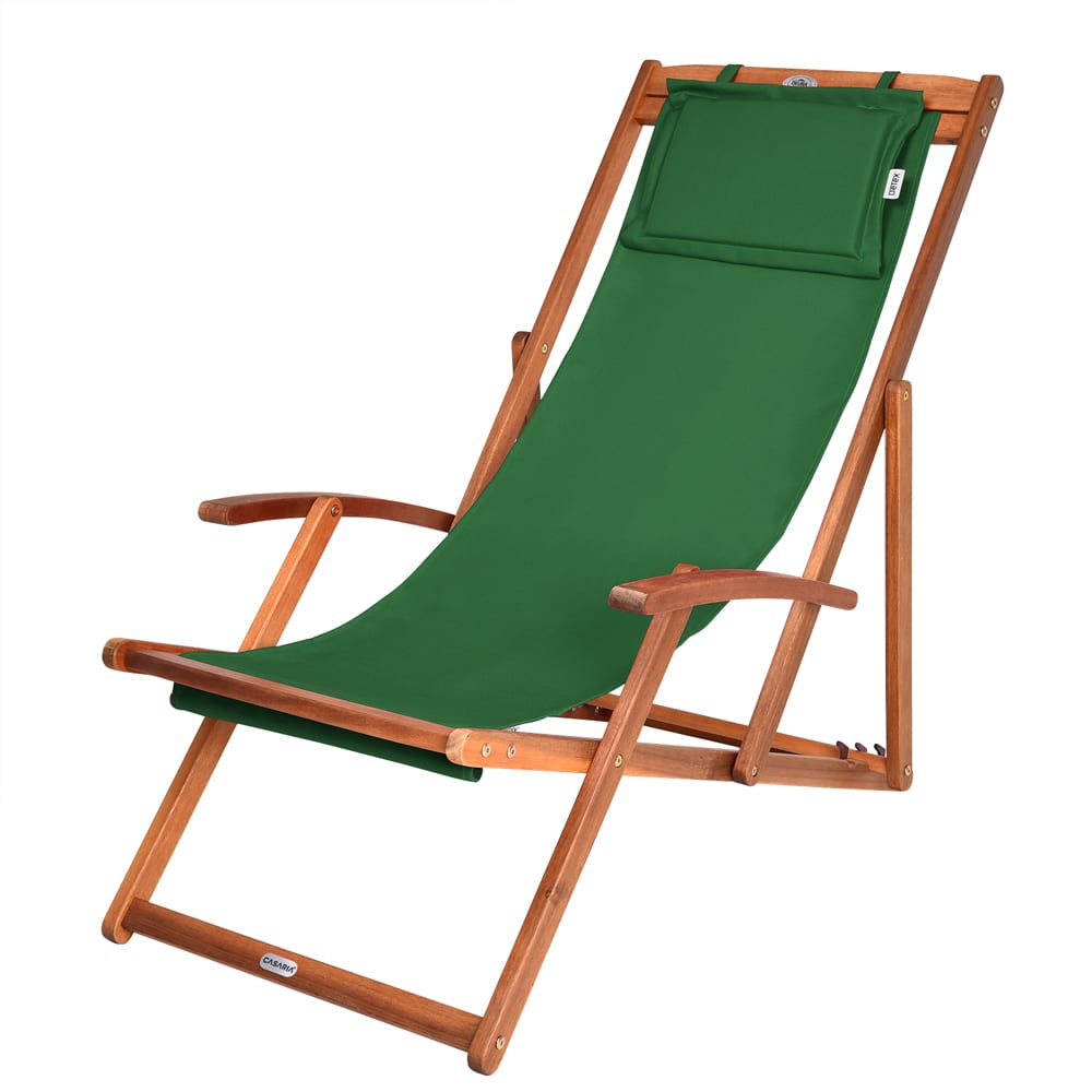 Transat de jardin pliable en bois d'acacia vert