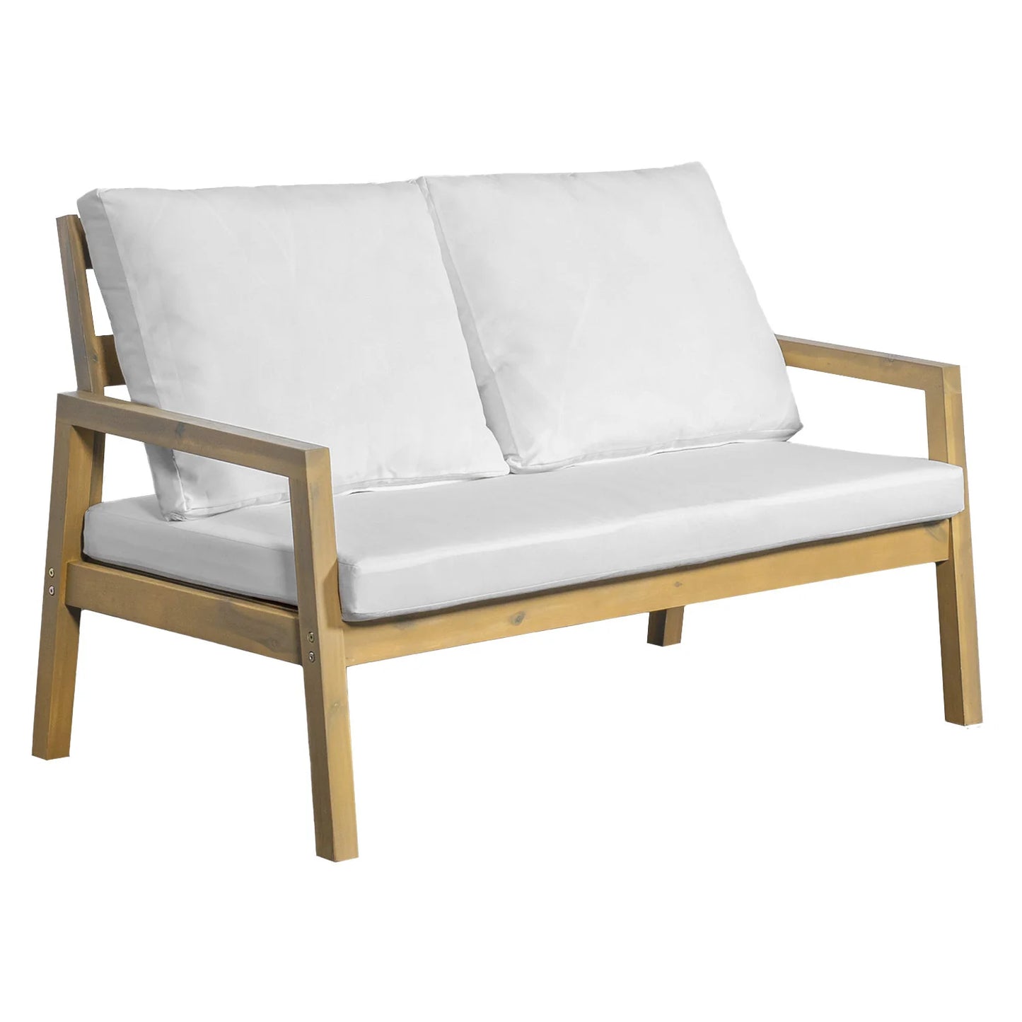 Salon de jardin en acacia 4 personnes - coussins crème
