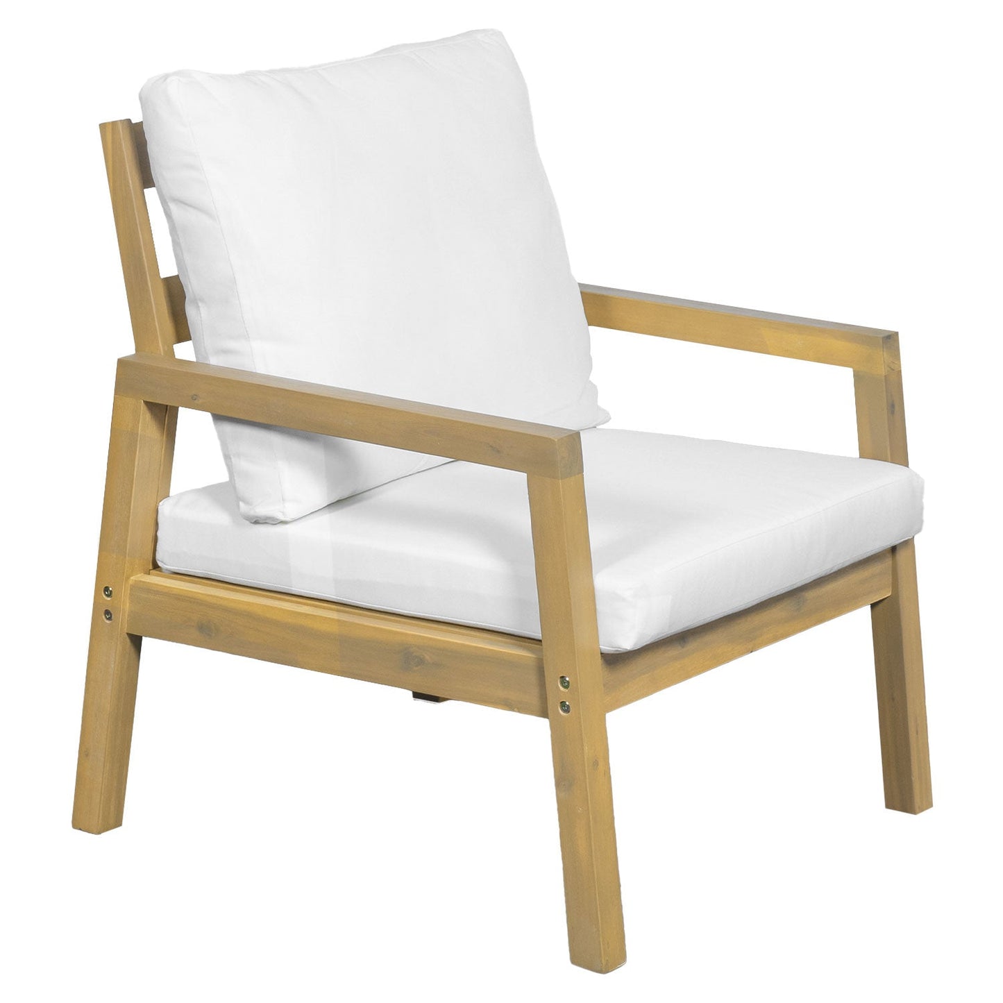 Salon de jardin en acacia 4 personnes - coussins crème