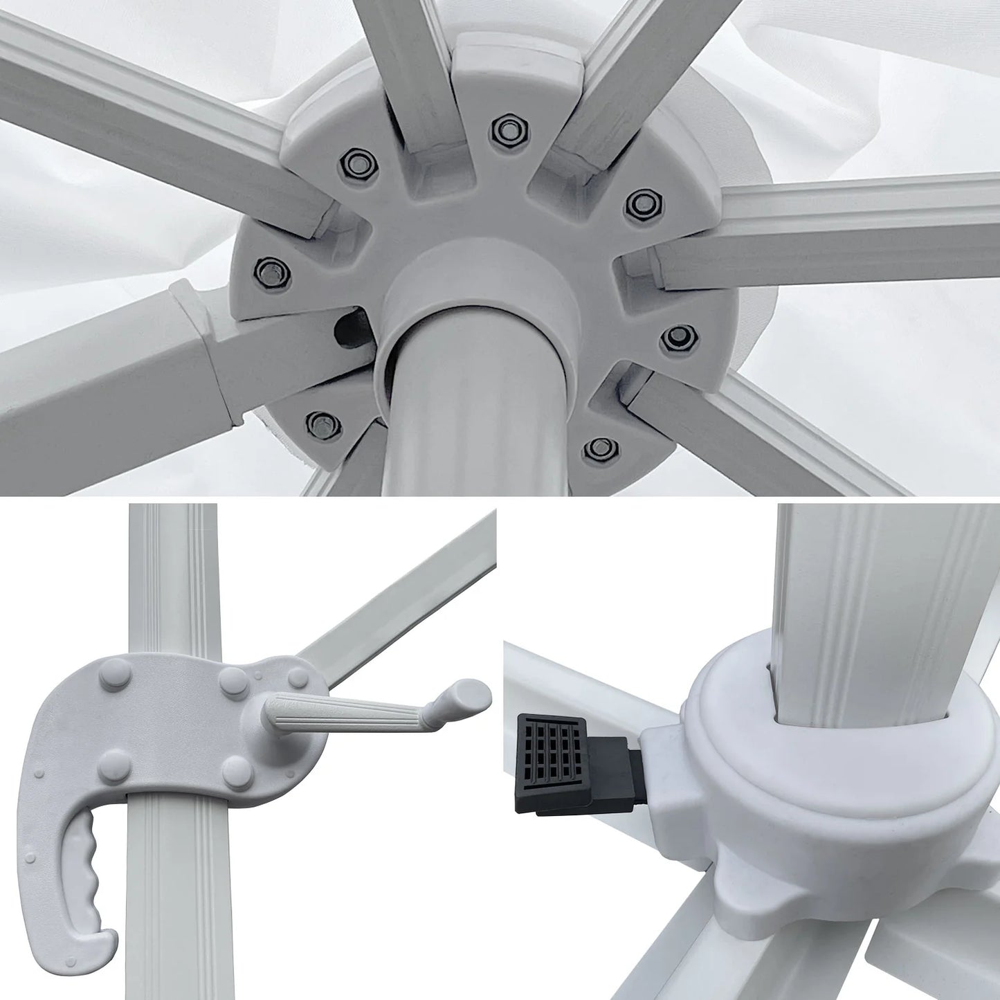 Parasol déporté 3x4 blanc avec housse