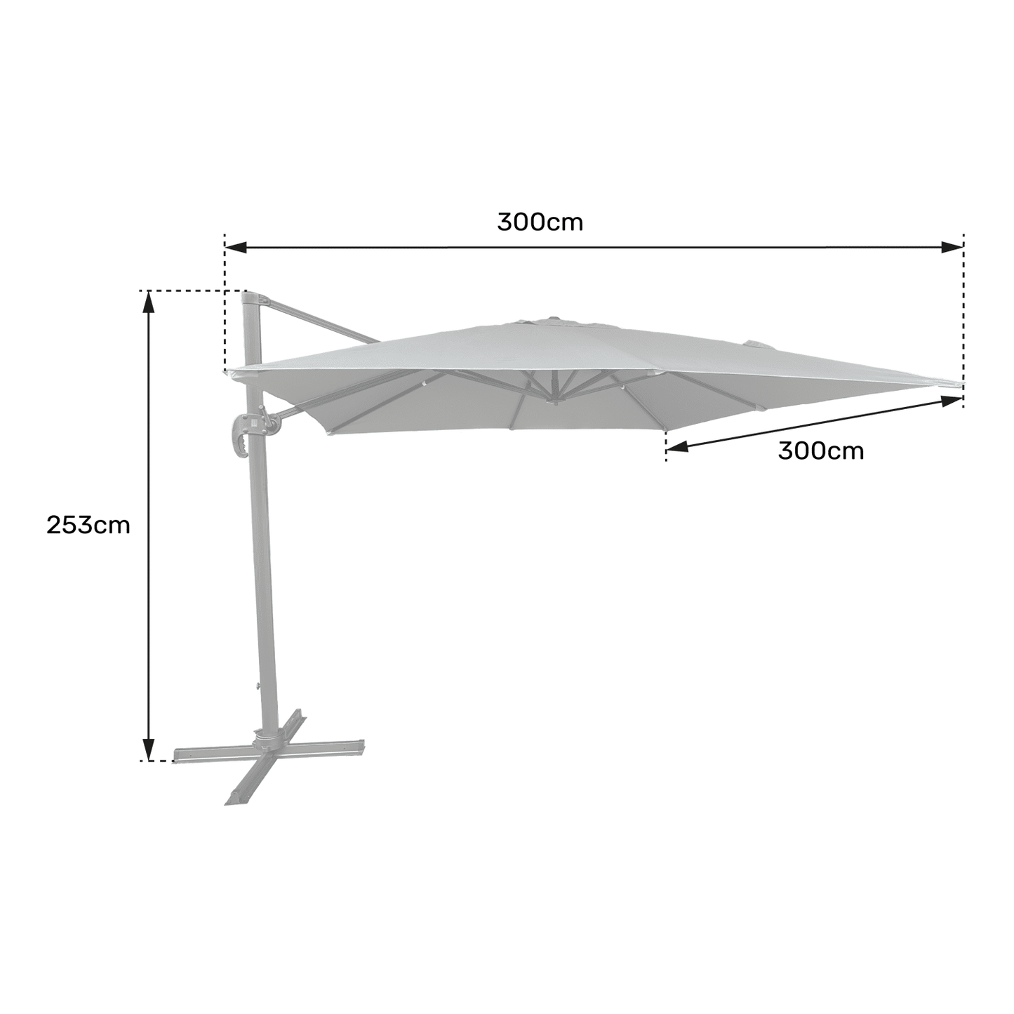 Parasol déporté inclinable carré 3x3m taupe avec housse
