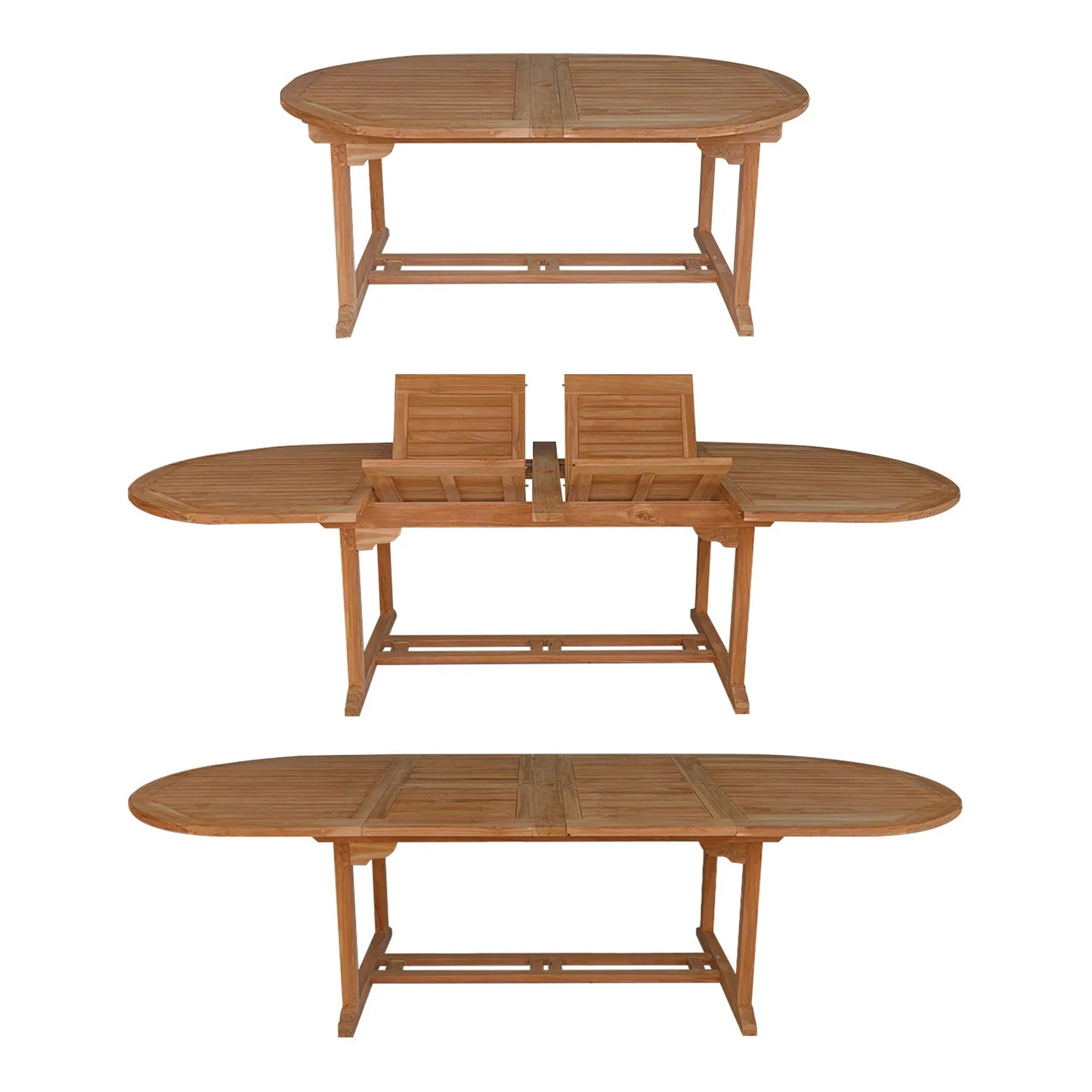 Salon de jardin en teck - table ovale extensible pour 10 personnes