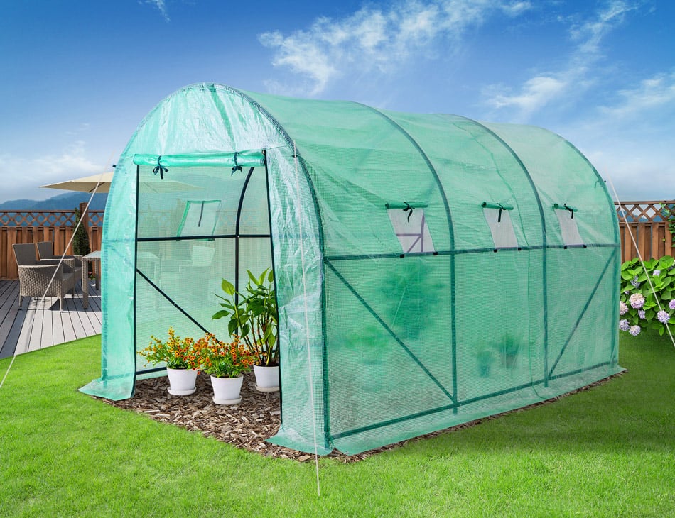 Serre de jardin tunnel 350x200x200 cm avec bâche en polyéthylène