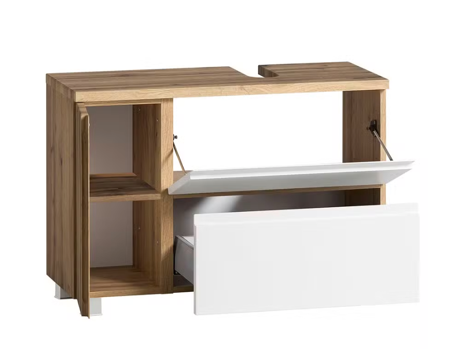 Meuble sous vasque blanc mat alignement à droite