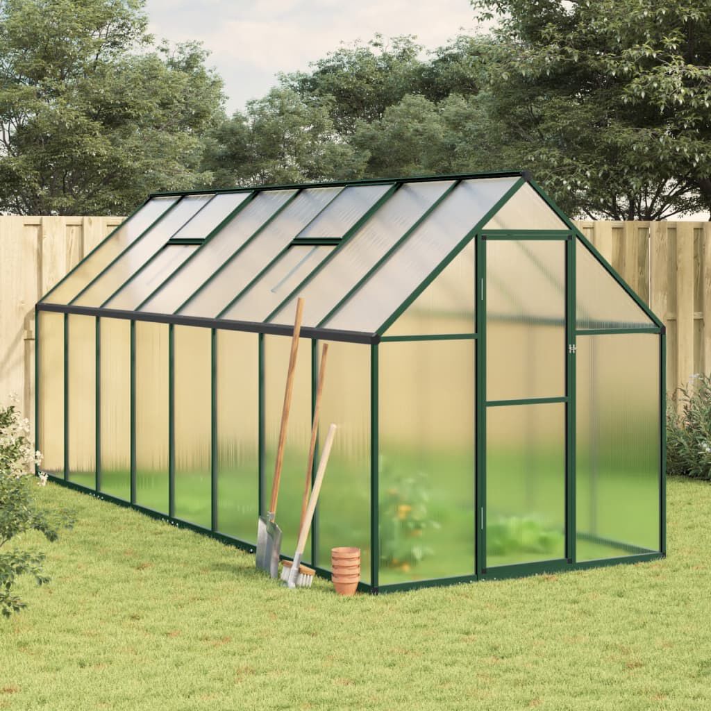 Serre en aluminium verte 445x169x195 cm avec cadre de base