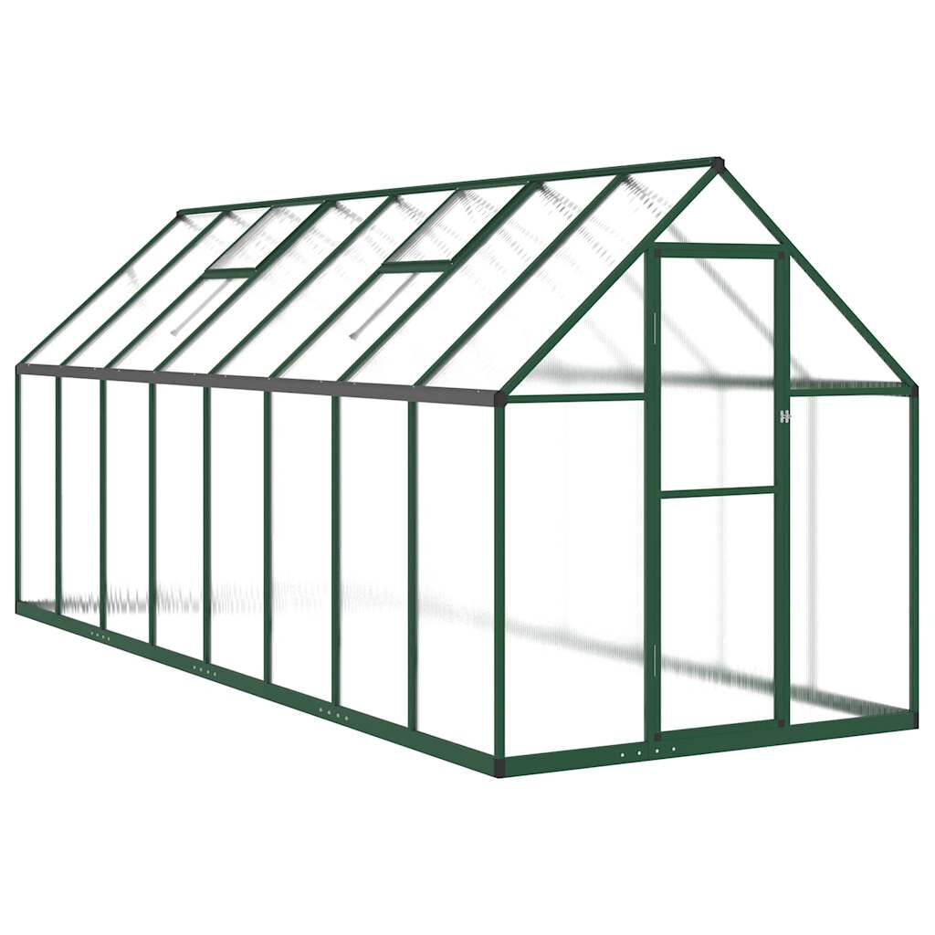Serre en aluminium verte 445x169x195 cm avec cadre de base