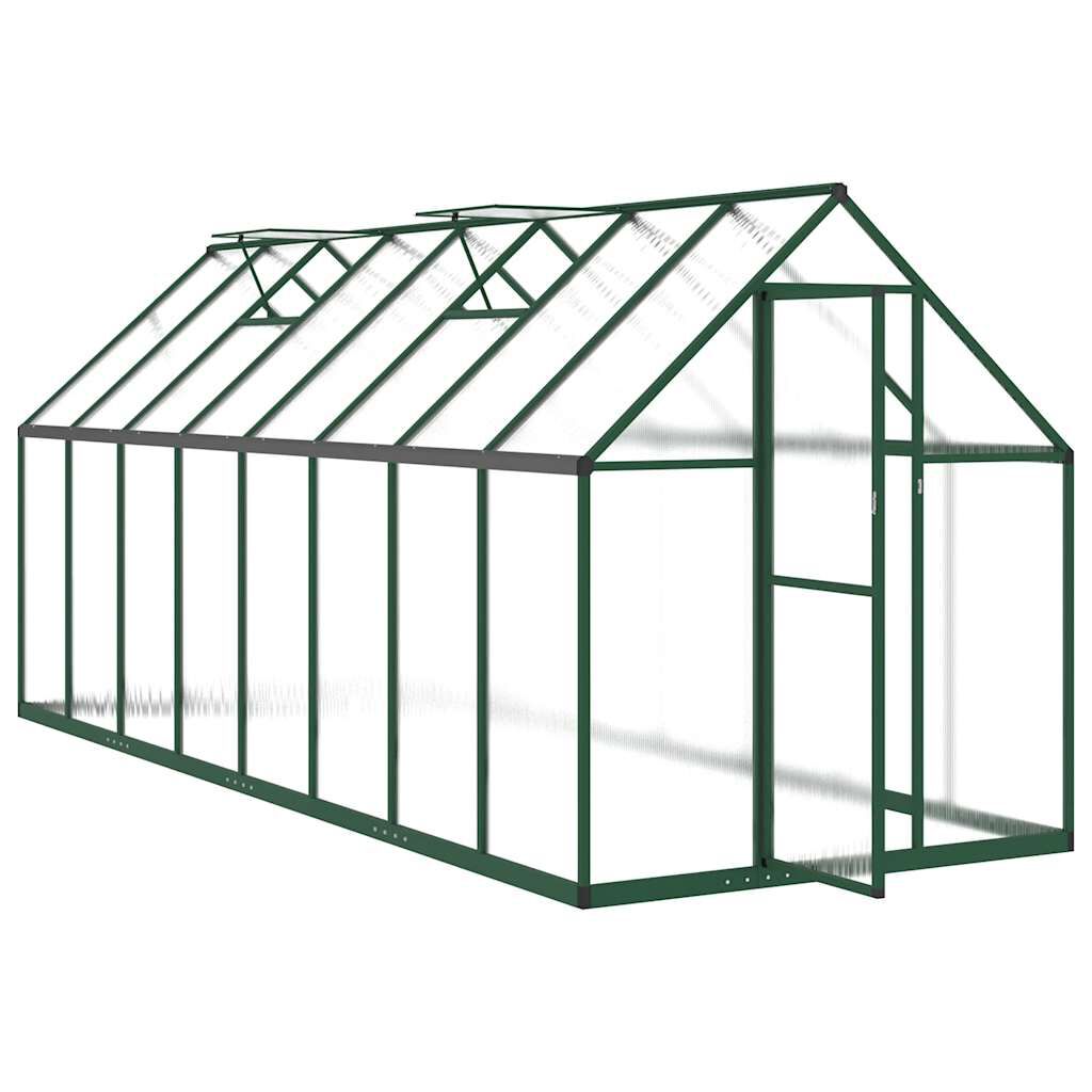 Serre en aluminium verte 445x169x195 cm avec cadre de base