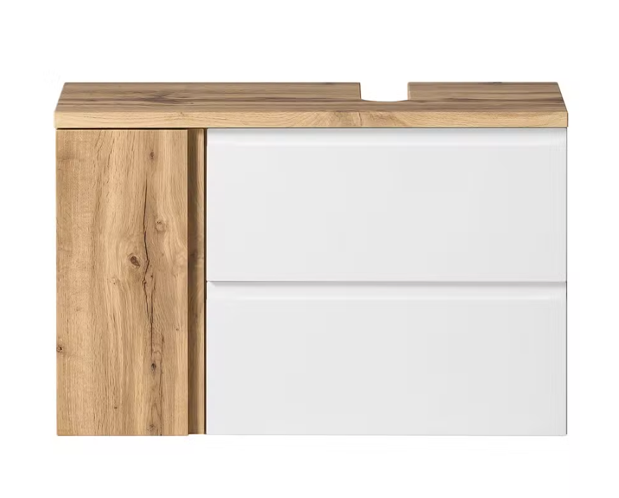 Meuble sous vasque blanc mat alignement à droite
