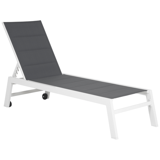 Bain de soleil en textilène gris - Aluminium blanc