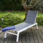 Bain de soleil en textilène gris - Aluminium blanc