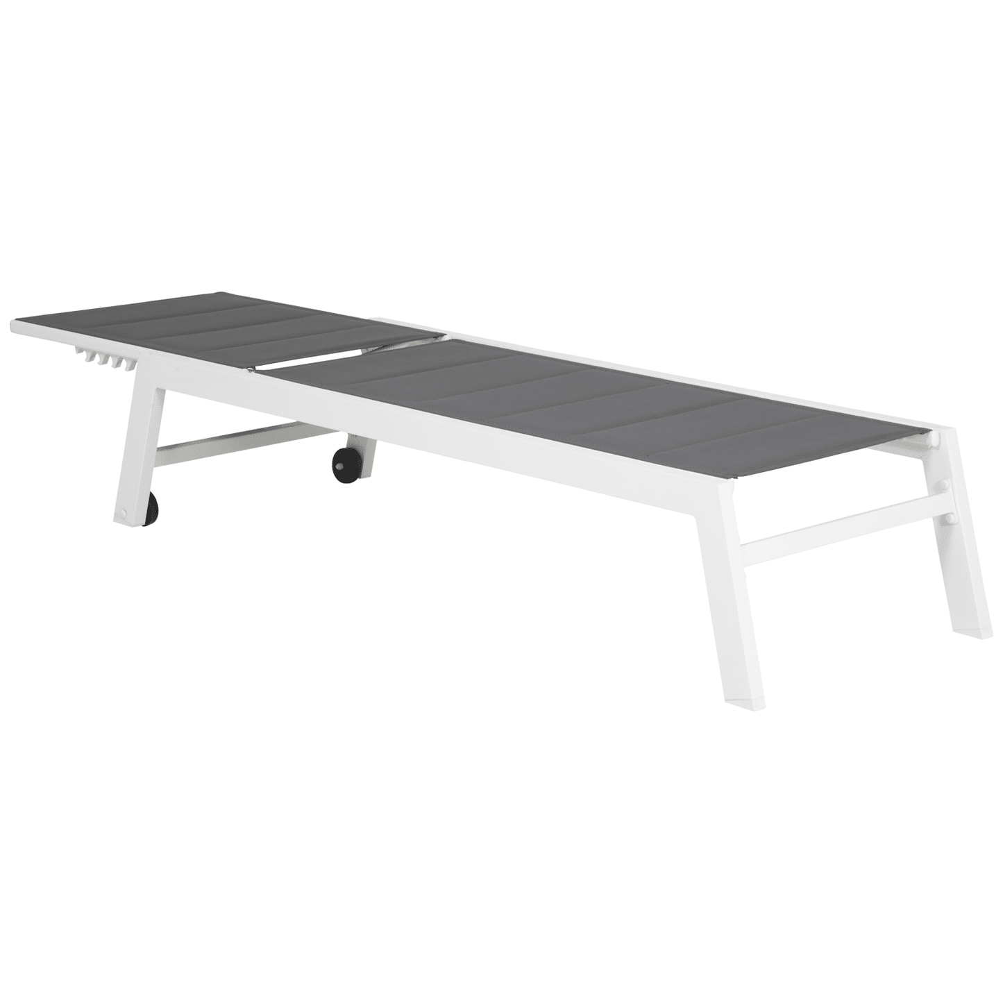 Bain de soleil en textilène gris - Aluminium blanc