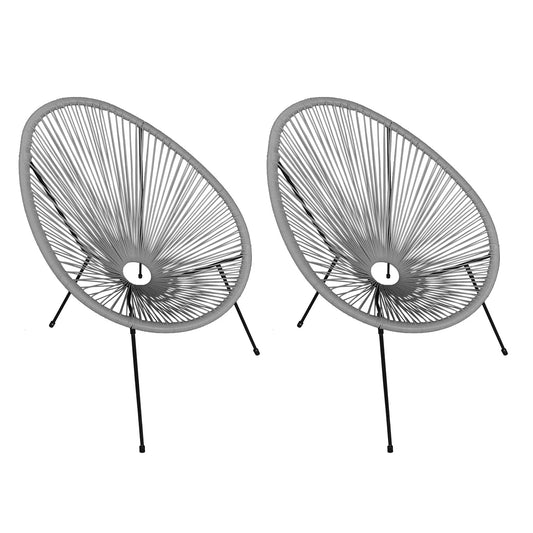 Lot de 2 fauteuils œuf Acapulco gris