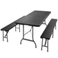 Table et bancs pliants noirs en plastique dur - 183 cm