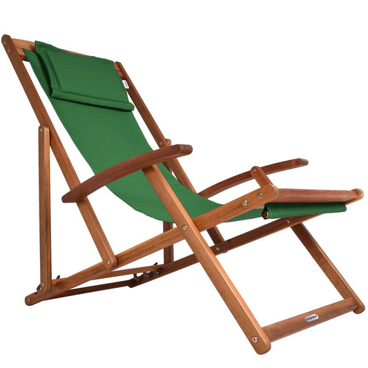 Transat de jardin pliable en bois d'acacia vert