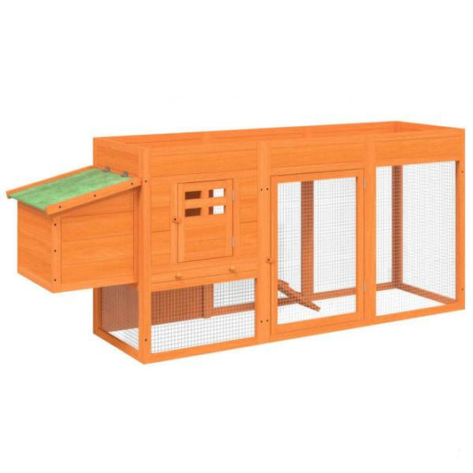 Poulailler en bois massif de pin 204 x 50 x 84 cm – Enclos sécurisé pour poules