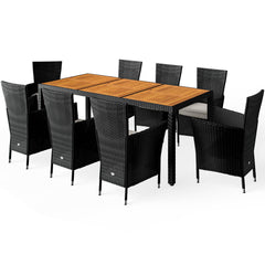 Salon de jardin en rotin synthétique 9 pièces – Noir