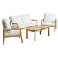 Salon de jardin en acacia 4 personnes - coussins crème