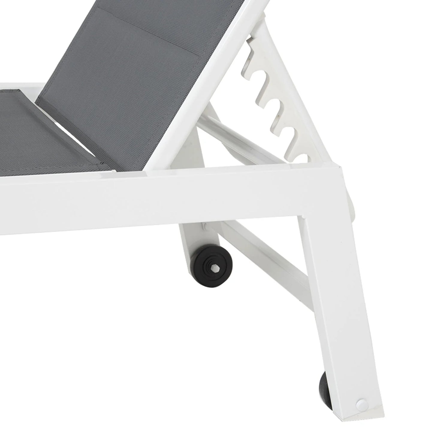 Bain de soleil en textilène gris - Aluminium blanc
