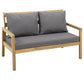 Salon de jardin en acacia 4 places - coussins gris