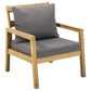 Salon de jardin en acacia 4 places - coussins gris