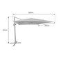 Parasol déporté inclinable carré 3x3m taupe avec housse