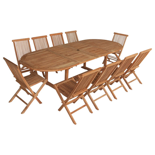 Salon de jardin en teck - table ovale extensible pour 10 personnes