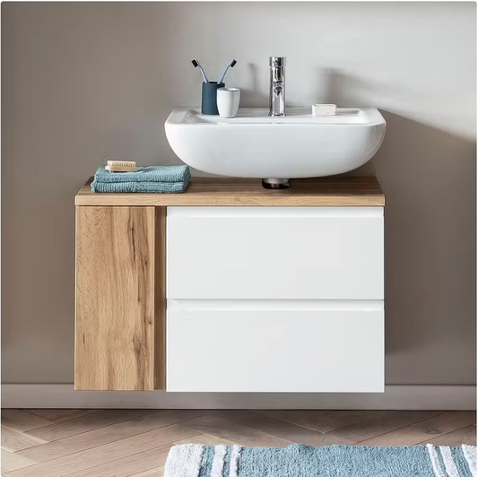 Meuble sous vasque blanc mat alignement à droite