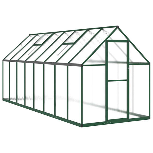 Serre en aluminium verte 445x169x195 cm avec cadre de base